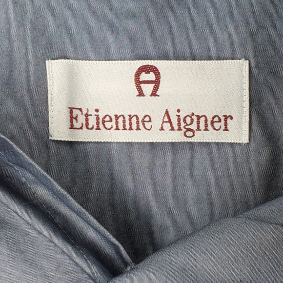 Etienne Aigner Men's Gray Button Front Dress Shirt XL - Picture 3 of 5